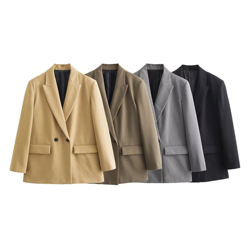 Damen 50+ taillierter Doppelreihiger Longline-Blazer mit Reverskragen und Pattentaschen Nord Taschen