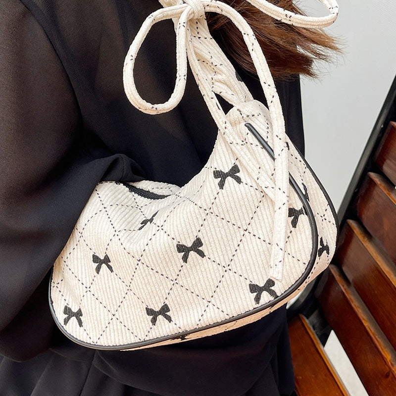 Damen Umhängetasche mit verstellbarem Kordelzug und gestreiftem Design Nord Taschen