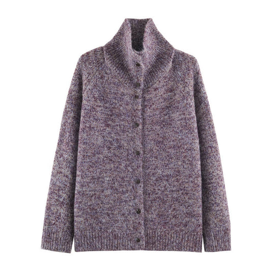 Damen Grobstrick‑Cardigan im Oversize‑Look mit hohem Rippkragen und Knopfleiste Nord Taschen