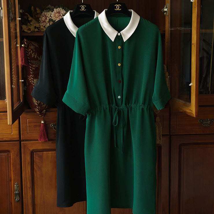 Damen Elegantes Kurzarmkleid mit Taillengürtel Nord Taschen