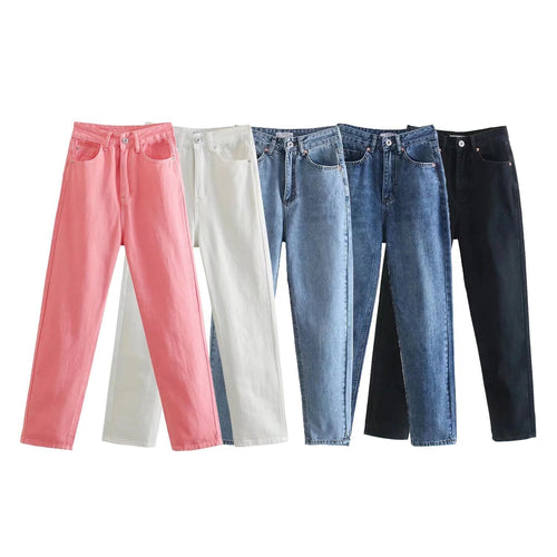 Damen Hochtaillierte Denim-Jeans mit konisch zulaufendem Bein Nord Taschen