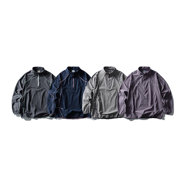 Unisex Leichter technischer Half-Zip-Windpullover mit Ripstop, Raglanärmeln und elastischem Saum Nord Taschen