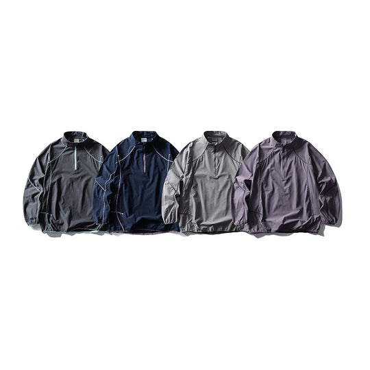 Unisex Leichter technischer Half-Zip-Windpullover mit Ripstop, Raglanärmeln und elastischem Saum Nord Taschen