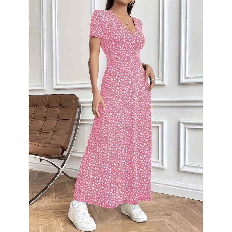 Damen Maxikleid mit vorteilhaftem V-Ausschnitt und floralem Muster Nord Taschen