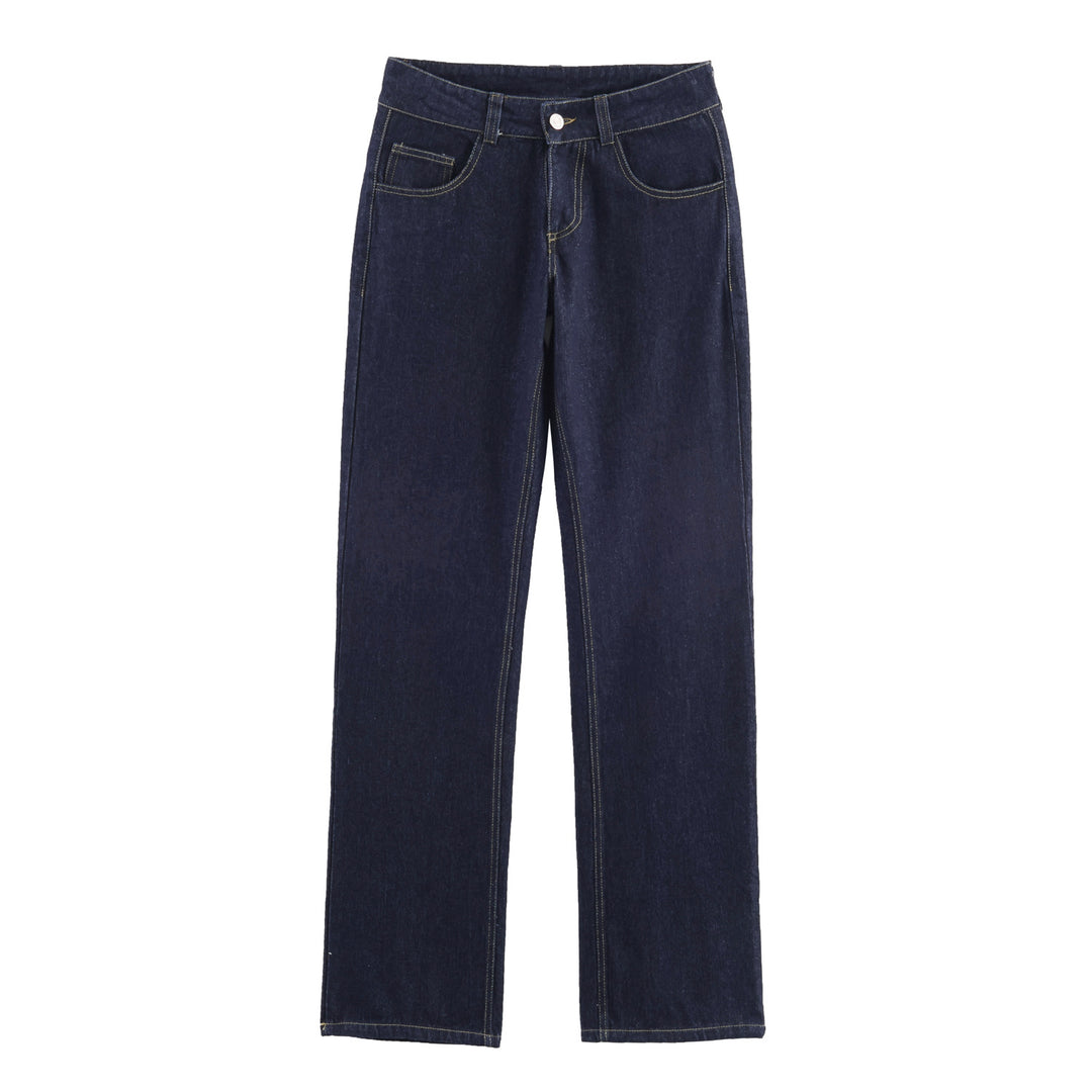 Damen 20+ hochtaillierte geradegeschnittene Jeans mit Clean-Denim und Kontrastnähten Nord Taschen
