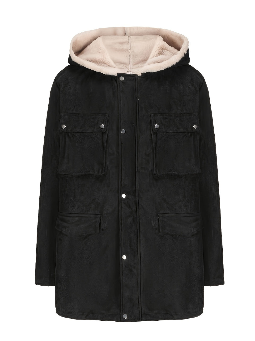 Herren Parka im Field‑Stil mit Teddyfutter in Kapuze, aufgesetzten Pattentaschen und Druckknopfverschluss Nord Taschen
