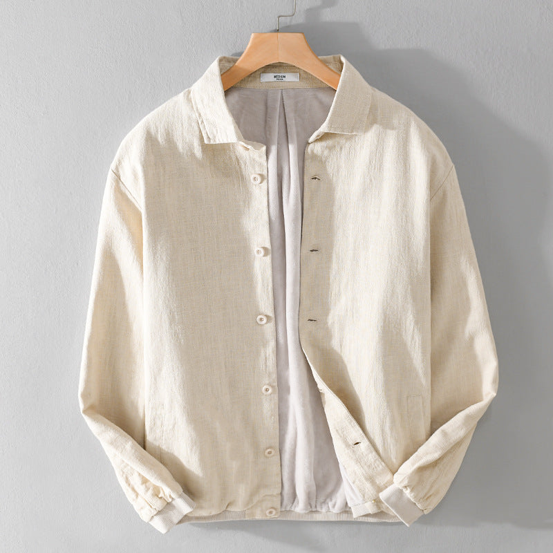 Herren Gefütterte Overshirt-Jacke aus Leinen-Mix Nord Taschen