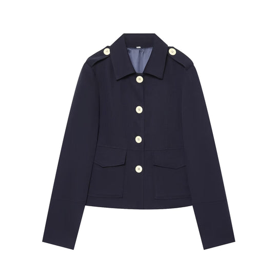 Damen kurze Feldjacke mit Knopfverschluss, aufgesetzten Taschen und Schulterklappen Nord Taschen