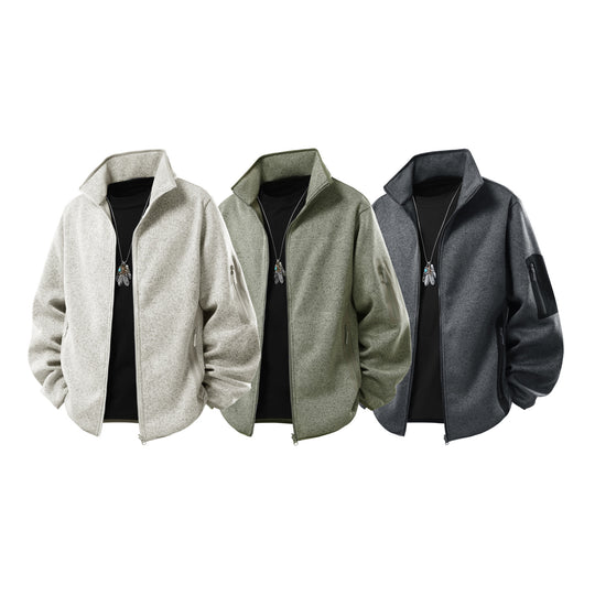 Herren Fleecejacke mit Stehkragen, verdecktem Zwei-Wege-Reißverschluss und wasserabweisenden Utility-Einsätzen Nord Taschen