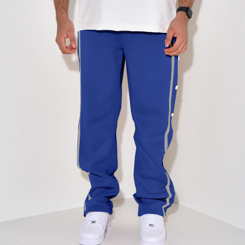Herren Snap-Trackhose mit seitlichem Kontraststreifen, Druckknopf-Leiste und elastischem Bund Nord Taschen
