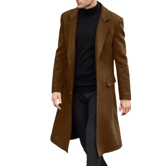 Herren Eleganter einreihiger Citymantel mit Reverskragen und Pattentaschen Nord Taschen