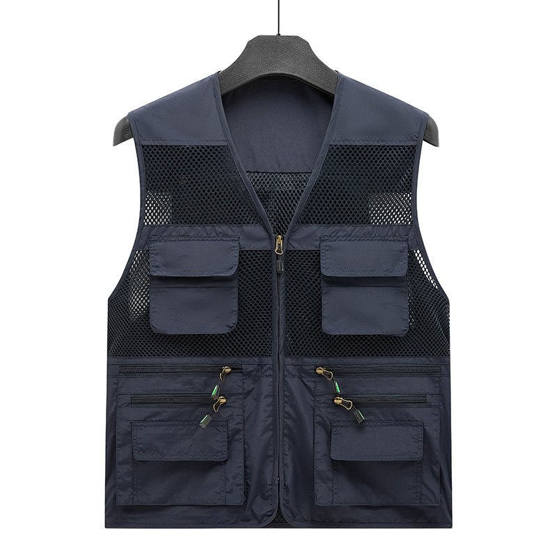 Herren Leichte Mesh-Utility-Weste mit vielen Reißverschluss- und Klapptaschen für Outdoor und Fotografie Nord Taschen