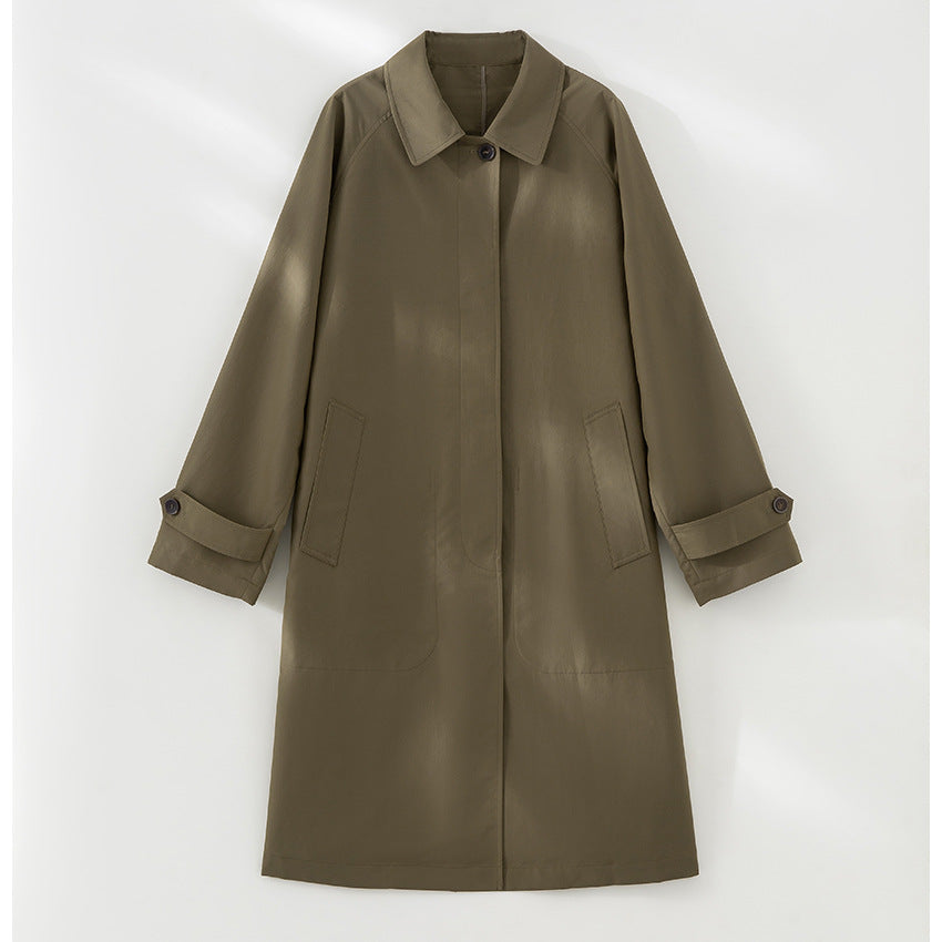 Damen Mid-Length Trenchcoat mit verdeckter Druckknopfblende und verstellbaren Manschetten Nord Taschen