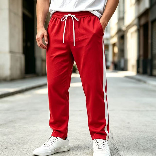 Herren Jogginghose mit seitlichem Kontraststreifen, elastischem Bund und Kordelzug Nord Taschen