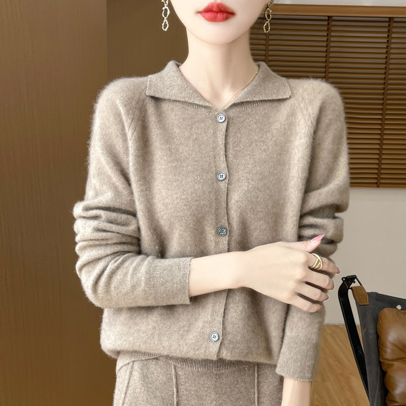 Damen Kuscheliger Reverskragen-Cardigan im Kaschmir-Look mit Mohair-Effekt Nord Taschen
