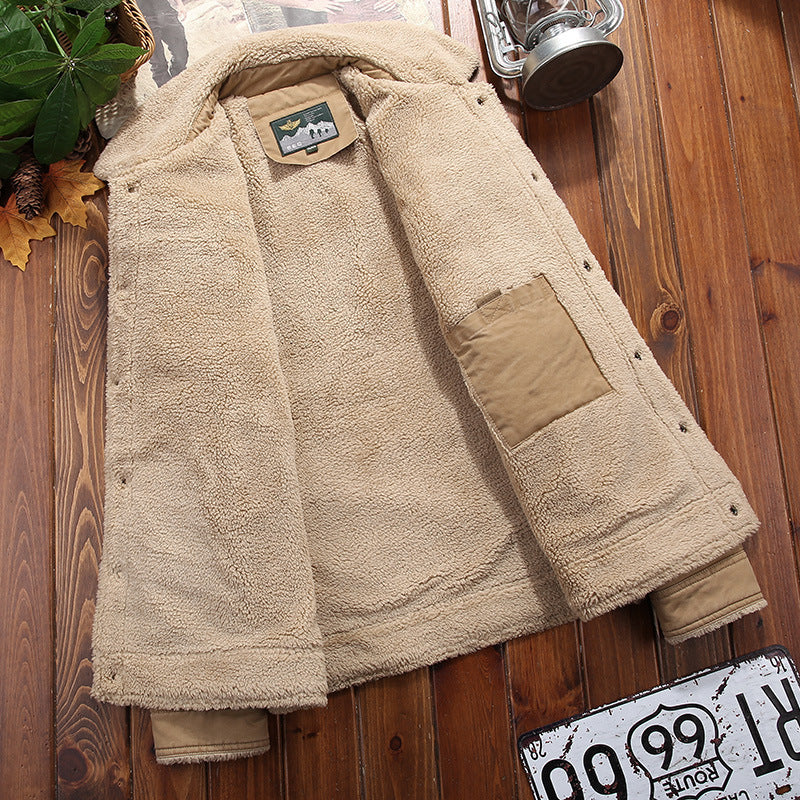 Herren Canvas-Fieldjacke mit Sherpa-Futter und Hemdkragen Nord Taschen