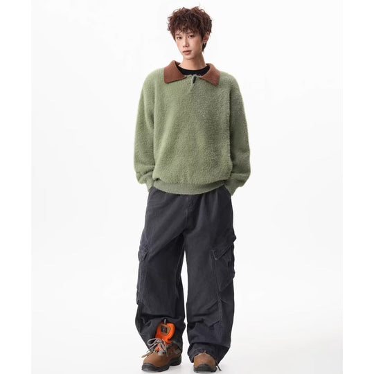Herren Moderner Grobstrickpullover mit Stehkragen Nord Taschen