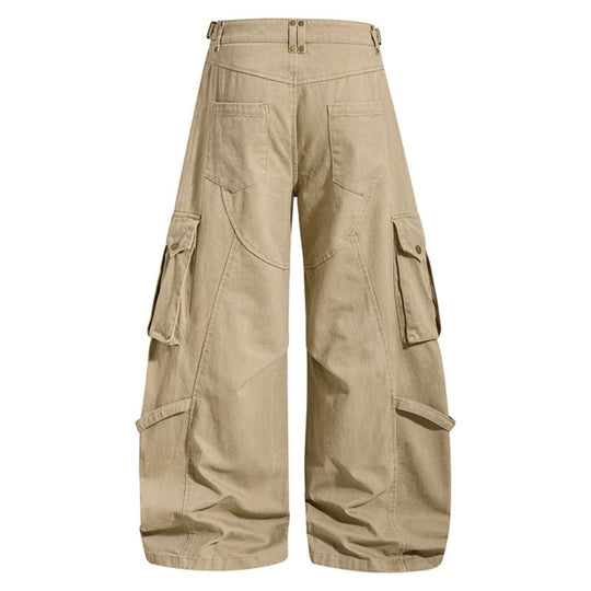 Damen weite Cargo‑Culotte‑Hose mit verstellbaren Riemen, großen Klappentaschen und Ballon‑Silhouette Nord Taschen