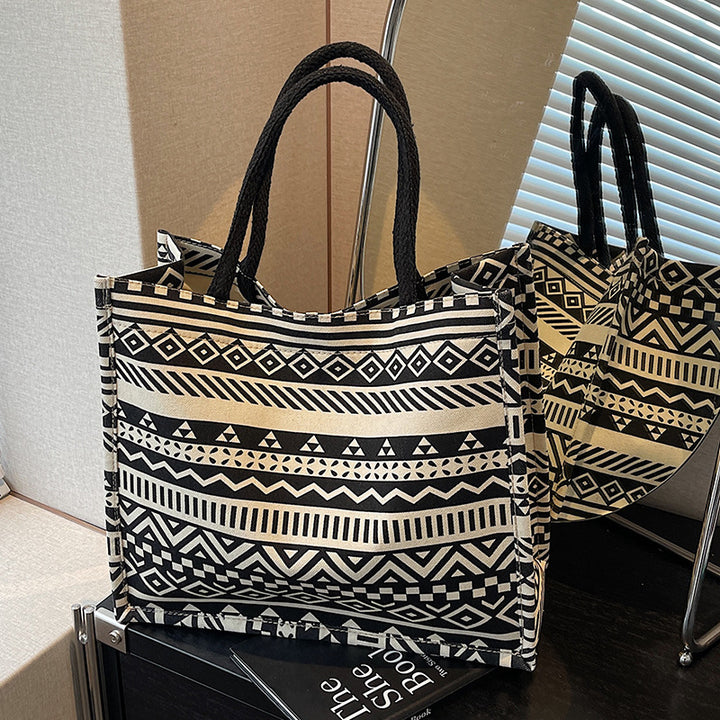 Damen Jute-Tragetasche mit kunstvollem Elefantenmuster und robusten Griffen Nord Taschen