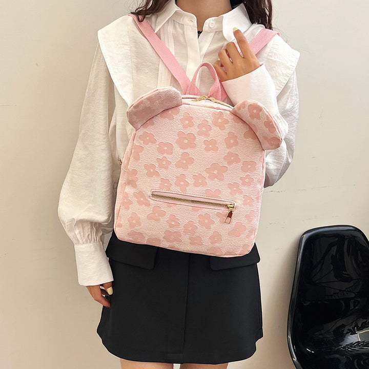 Damen Rucksack mit einzigartigem Blumenmuster und süßen Ohren Nord Taschen