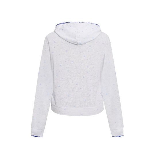 Damen Leichter Kapuzen-Zipcardigan mit Sternenallover und Ziernaht Nord Taschen