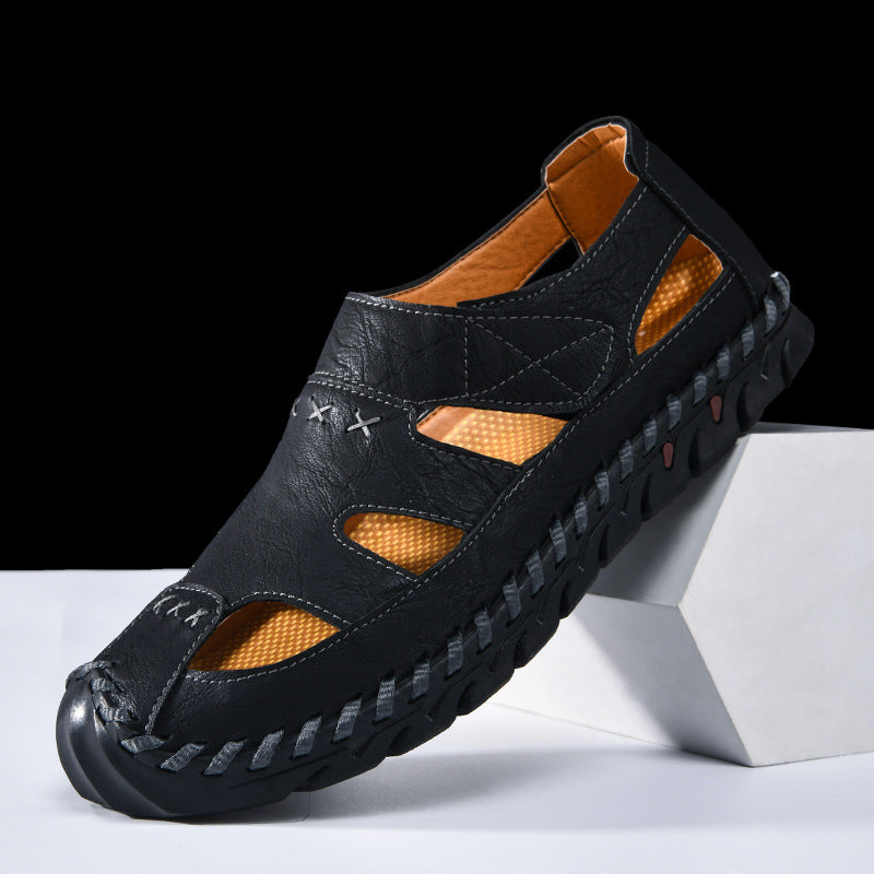 Herren Bequeme Leder-Sandalen mit luftiger Belüftung