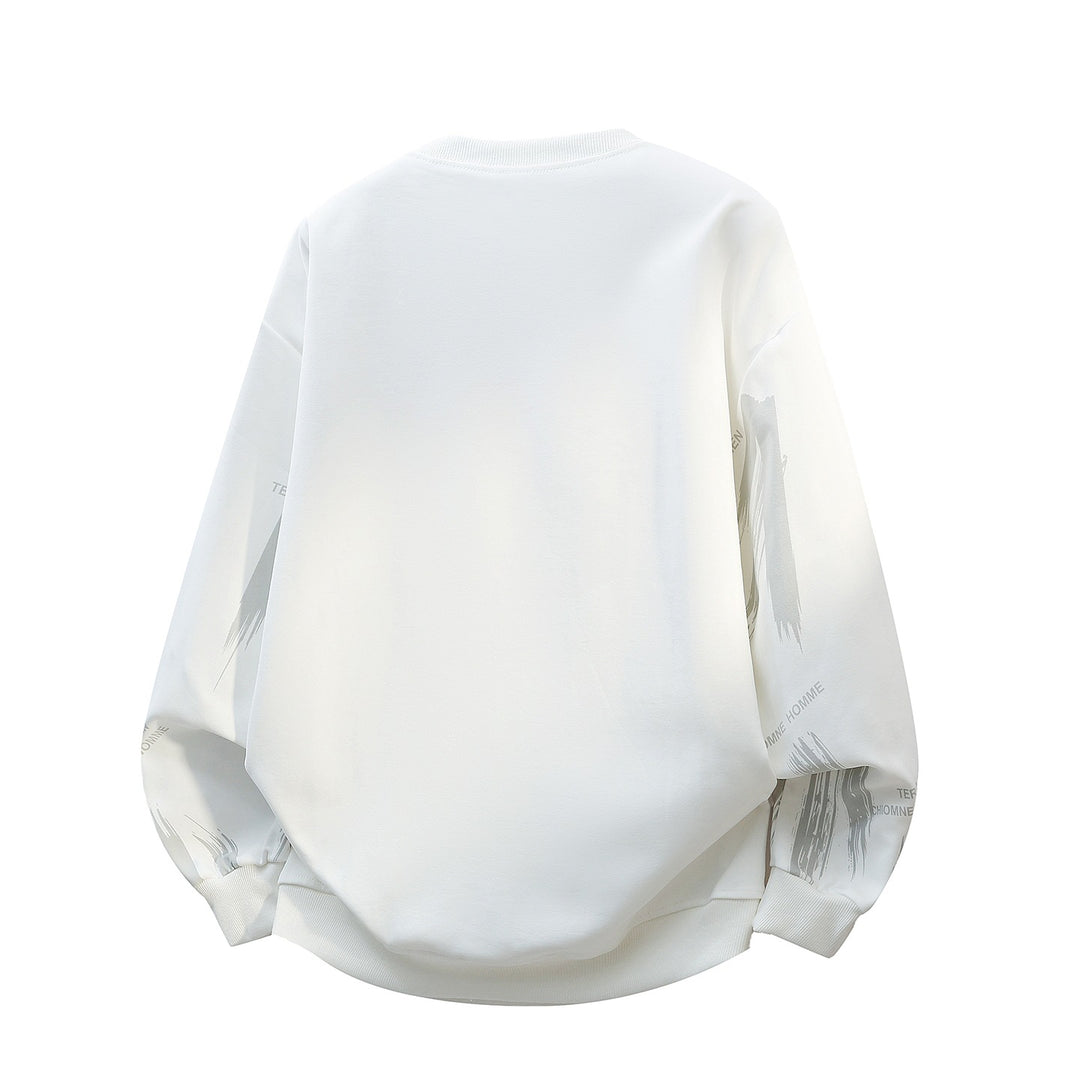 Herren Oversize Rundhals-Sweatshirt mit Pinselprint & elastischen Bündchen Nord Taschen