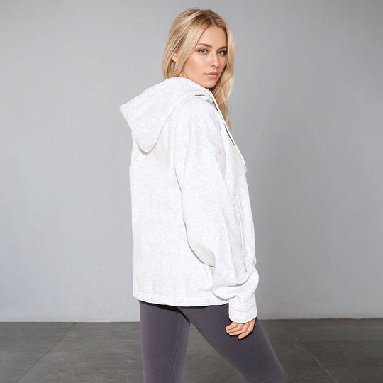 Damen oversized Kapuzenjacke mit Reißverschluss, Tunnelzug-Saum und Kängurutaschen Nord Taschen