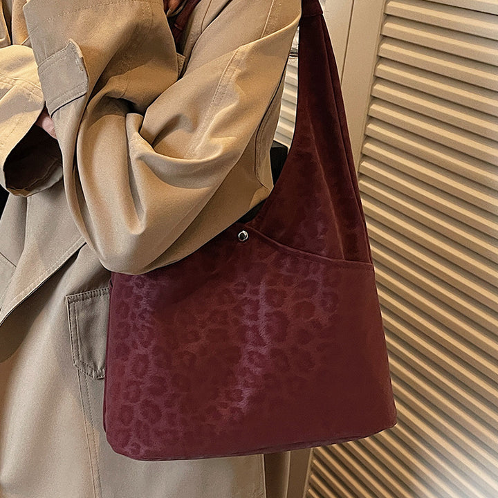 Damen Hobo-Tasche aus luxuriösem Wildleder mit moderner Leopardenprägung Nord Taschen