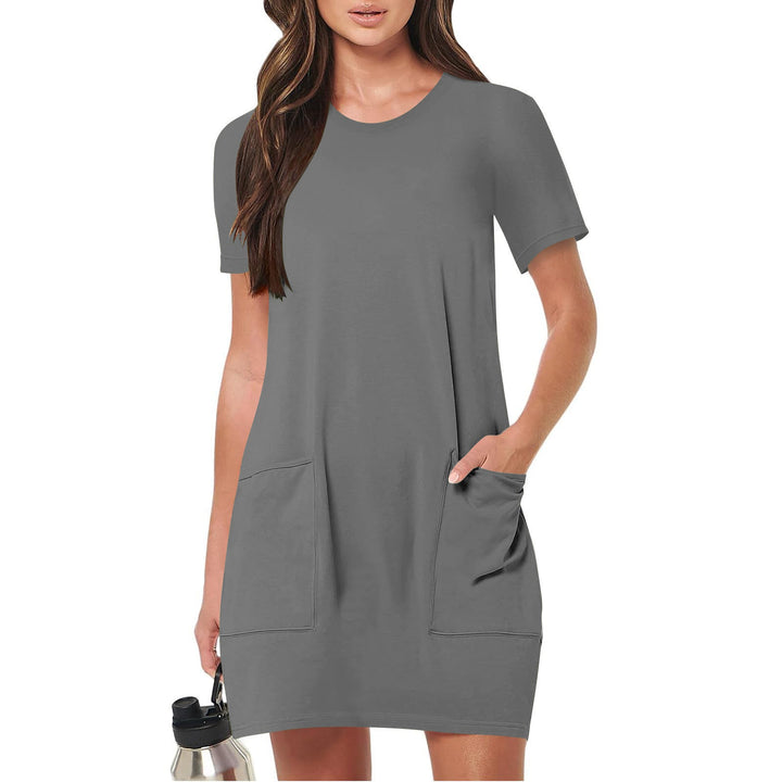 Damen lässiges T-Shirt-Kleid mit praktischen Taschen