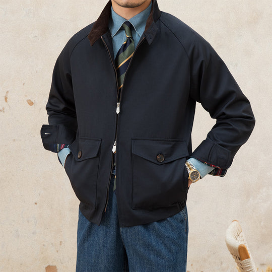 Herren Kurzblouson mit Cordkragen, Pattentaschen und Reißverschluss Nord Taschen