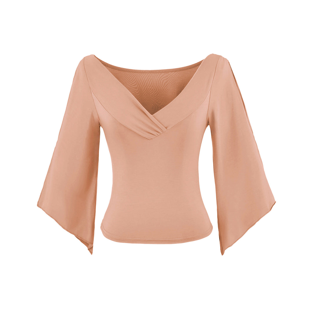 Damen Zweiteiliges Set aus drapiertem Top mit Fledermausärmeln und asymmetrischem Tellerrock Nord Taschen
