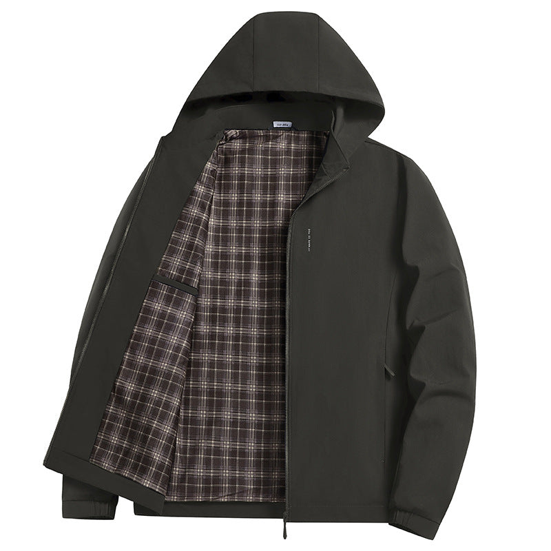 Herren Kapuzen-Softshelljacke mit kariertem Innenfutter, windabweisend und leicht gefüttert Nord Taschen