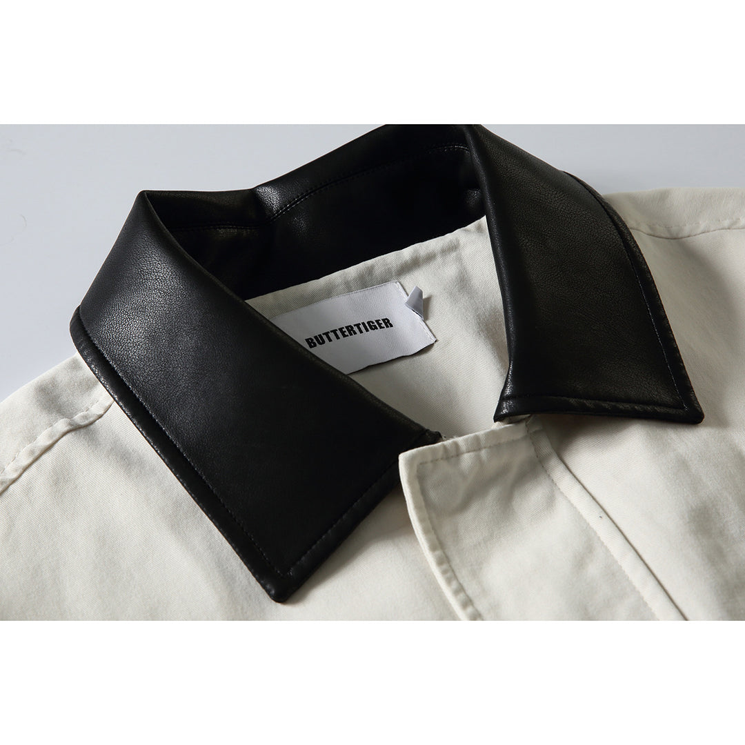 Herren Kurz geschnittene Boxy‑Blousonjacke mit Lederimitat‑Kragen, Tunnelzugsaum und Druckknopfmanschetten Nord Taschen
