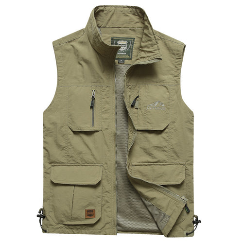 Herren Outdoor-Utility-Weste mit Mehrfach-Taschen, Reißverschluss und Mesh-Futter Nord Taschen