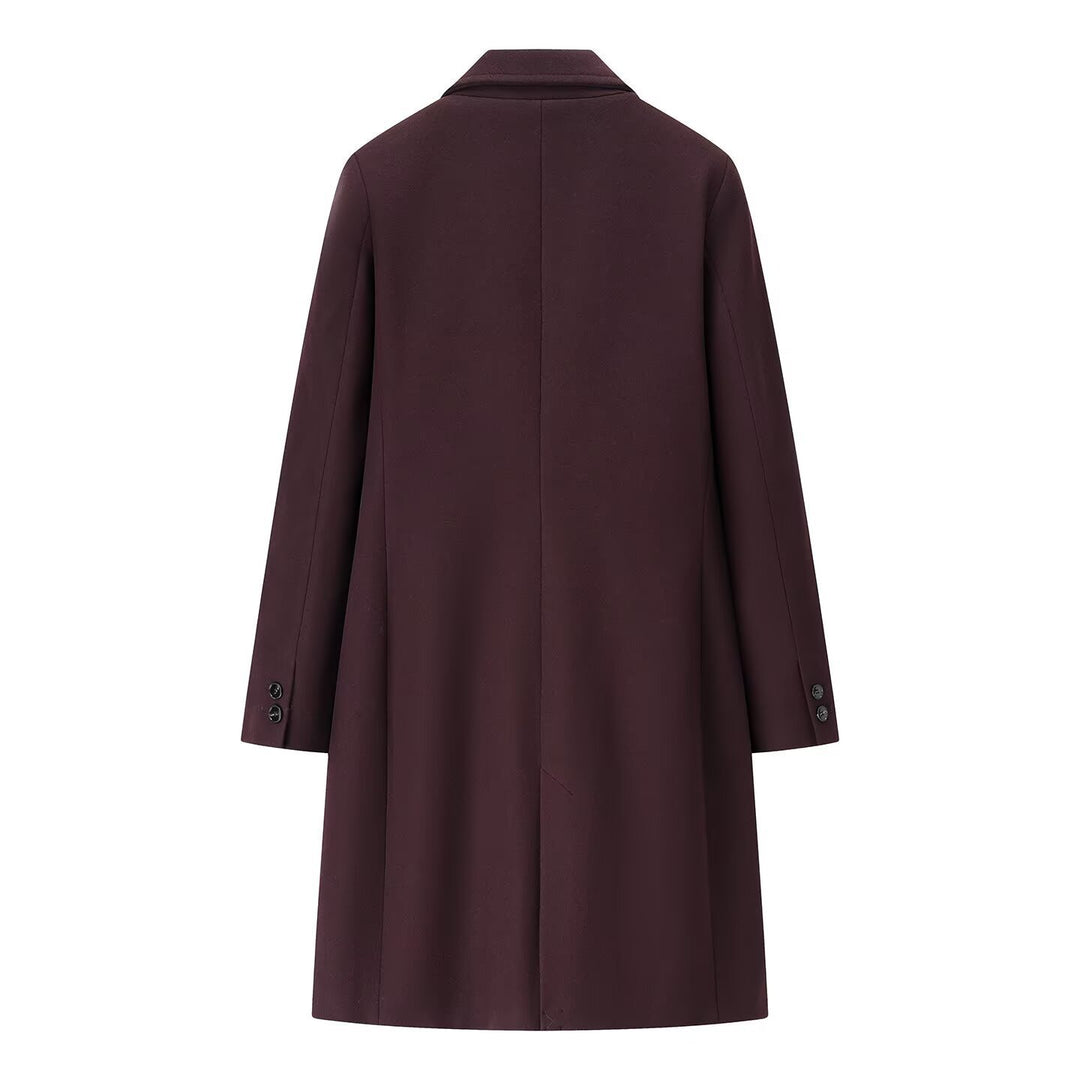 Damen Eleganter Wollmix-Mantel in gerader Silhouette mit Reverskragen und paspelierten Eingrifftaschen Nord Taschen