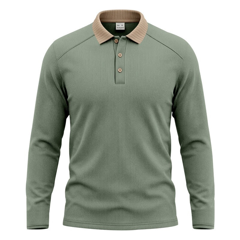 Herren Langarm-Polo aus feinem Rippstrick mit Kontrastkragen und Knopfleiste Nord Taschen