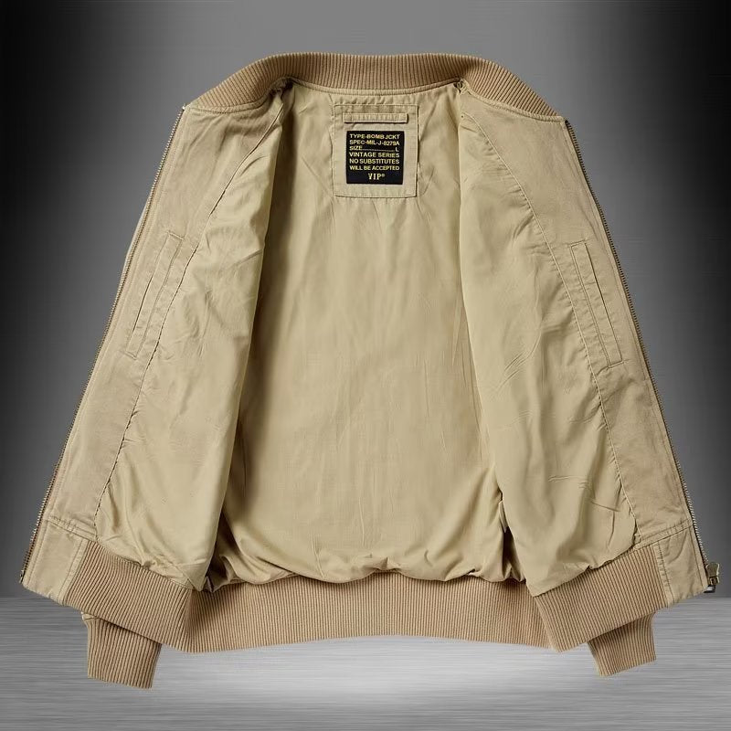 Herren Baumwoll-Canvas Bomberjacke mit Ärmeltasche und Rippbündchen Nord Taschen