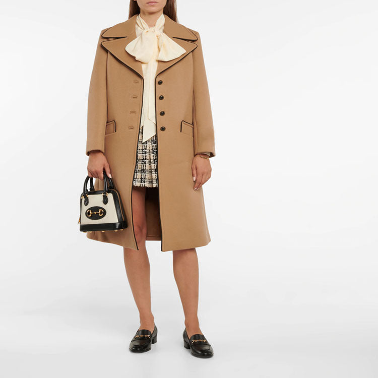 Damen Taillierter Wollmix-Mantel mit weitem Revers und ausgestelltem Rockteil Nord Taschen