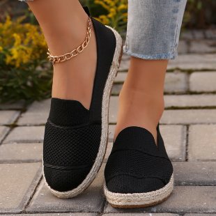 Damen  atmungsaktive Strick-Espadrilles mit geflochtener Jute-Sohle und flexiblem Memory-Fußbett Nord Taschen