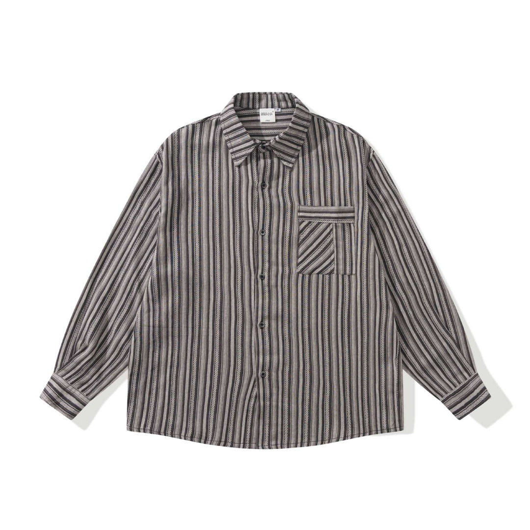 Herren Lockeres Overshirt-Hemd mit gestreifter Webstruktur, Brusttasche und legerem Schnitt Nord Taschen