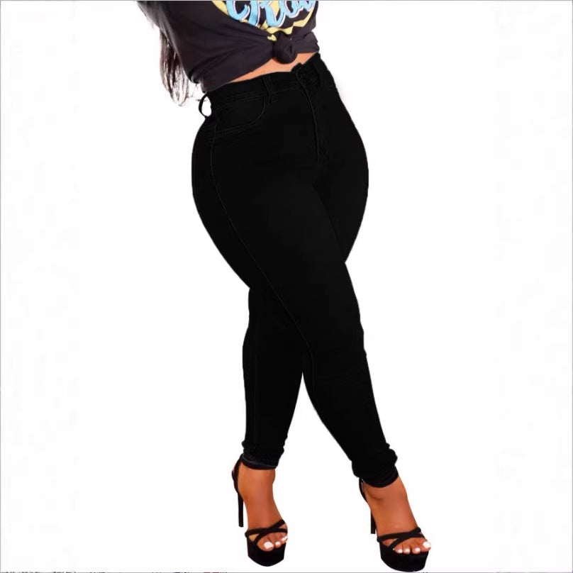 Damen hochgeschnittene figurformende Skinny-Jeans mit schlankmachendem Bund Nord Taschen