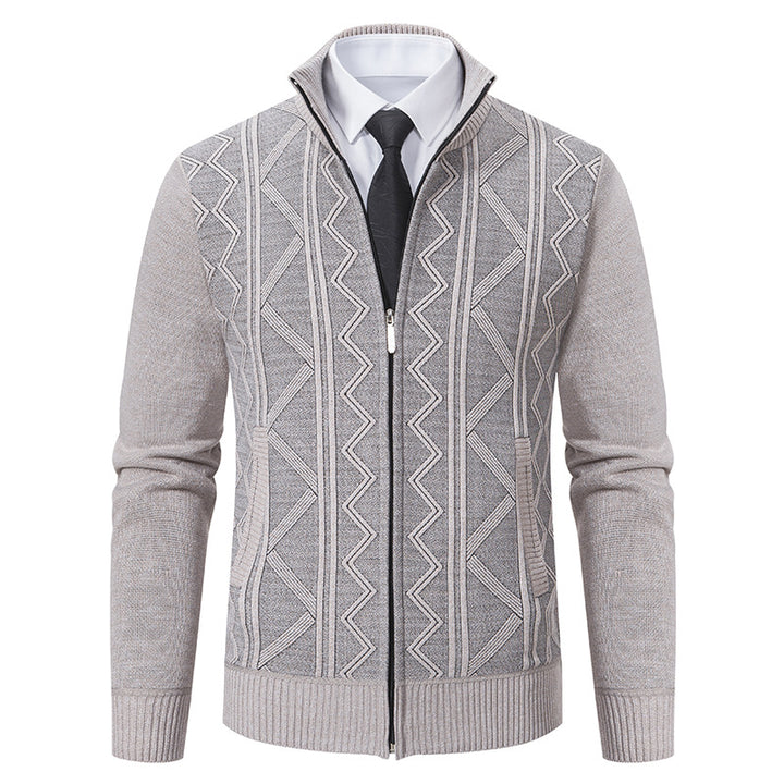 Herren Strickjacke mit Reißverschluss, Stehkragen und strukturierter Zopfmuster-Optik Nord Taschen