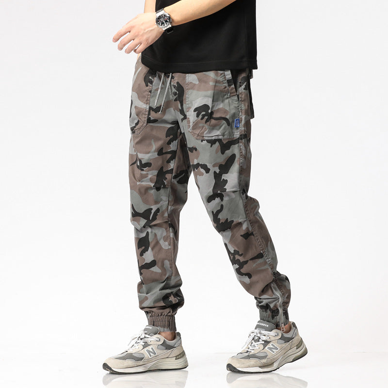 Herren Camouflage-Cargo-Joggerhose mit Tunnelzug, Mehrfachtaschen und gerippten Beinabschlüssen Nord Taschen