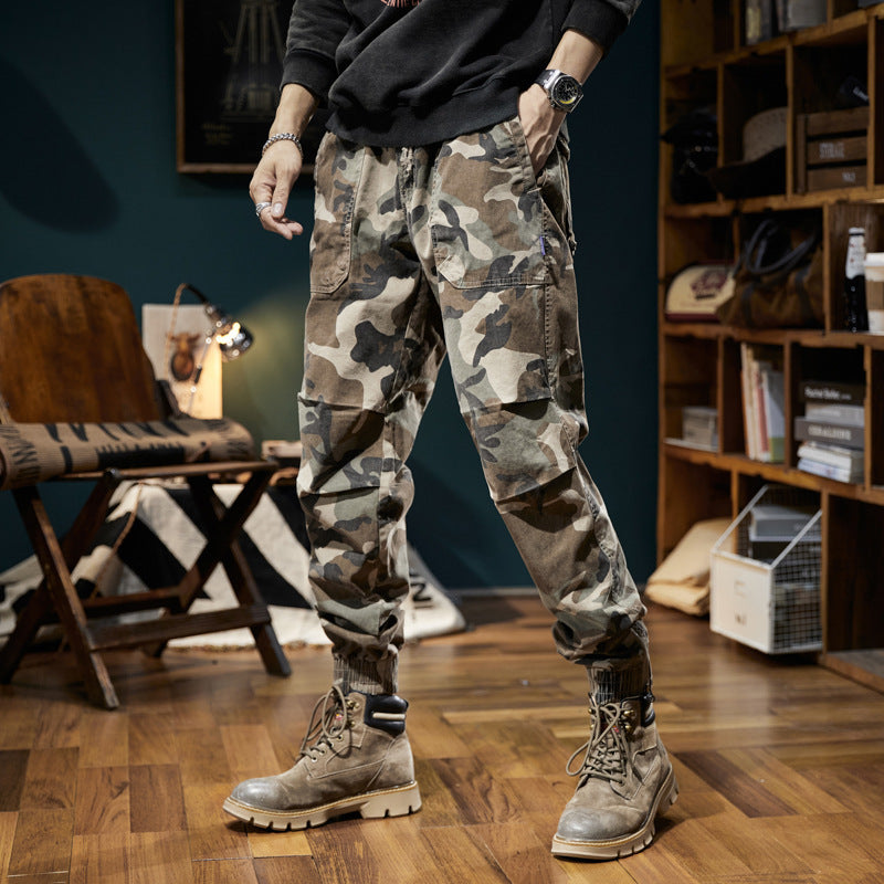 Herren Camouflage-Cargo-Jogger mit elastischem Bund, Utility-Taschen und Kordelzug Nord Taschen