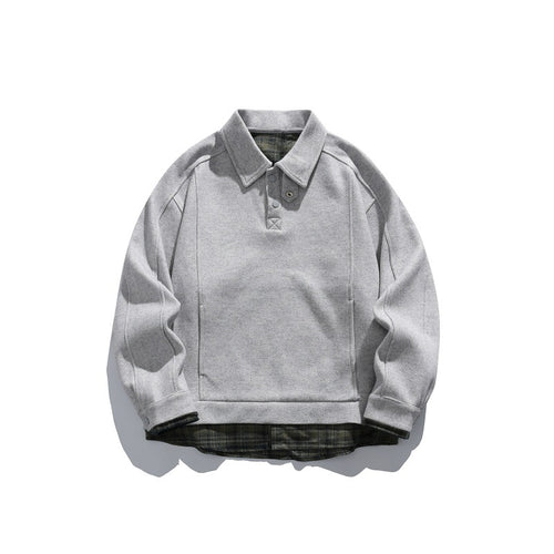 Herren Langärmeliges Polo‑Sweatshirt mit Kentkragen, Knopfleiste und eingearbeitetem Karo‑Layer Nord Taschen