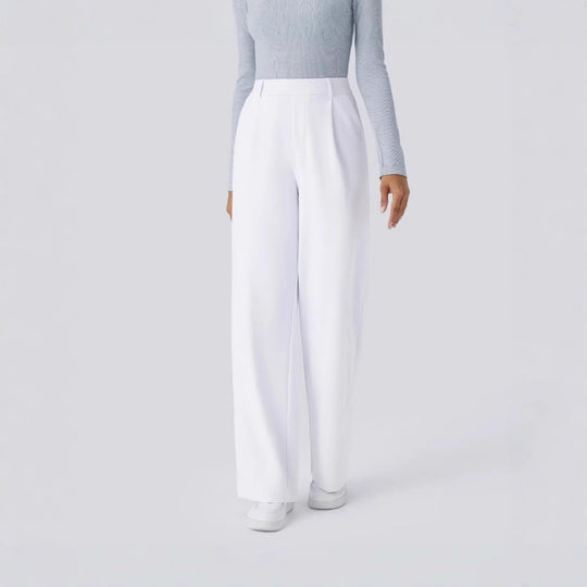 Damen Elegante High‑Waist Palazzo‑Hose mit vorderen Bundfalten und Eingrifftaschen Nord Taschen