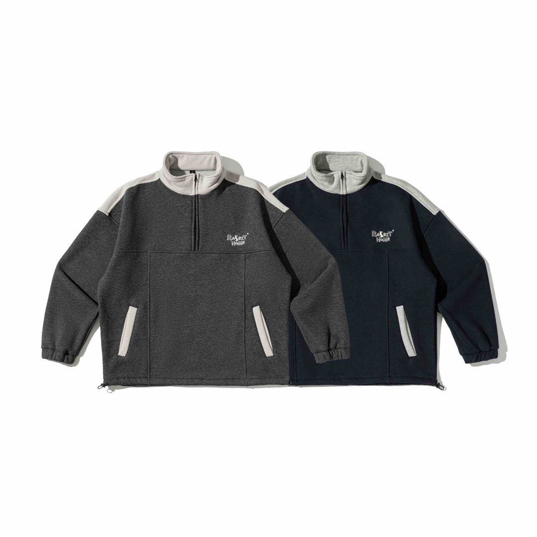Unisex Halbzip-Sweatshirt im Oversize-Boxy-Schnitt mit hohem Stehkragen und Kängurutasche Nord Taschen