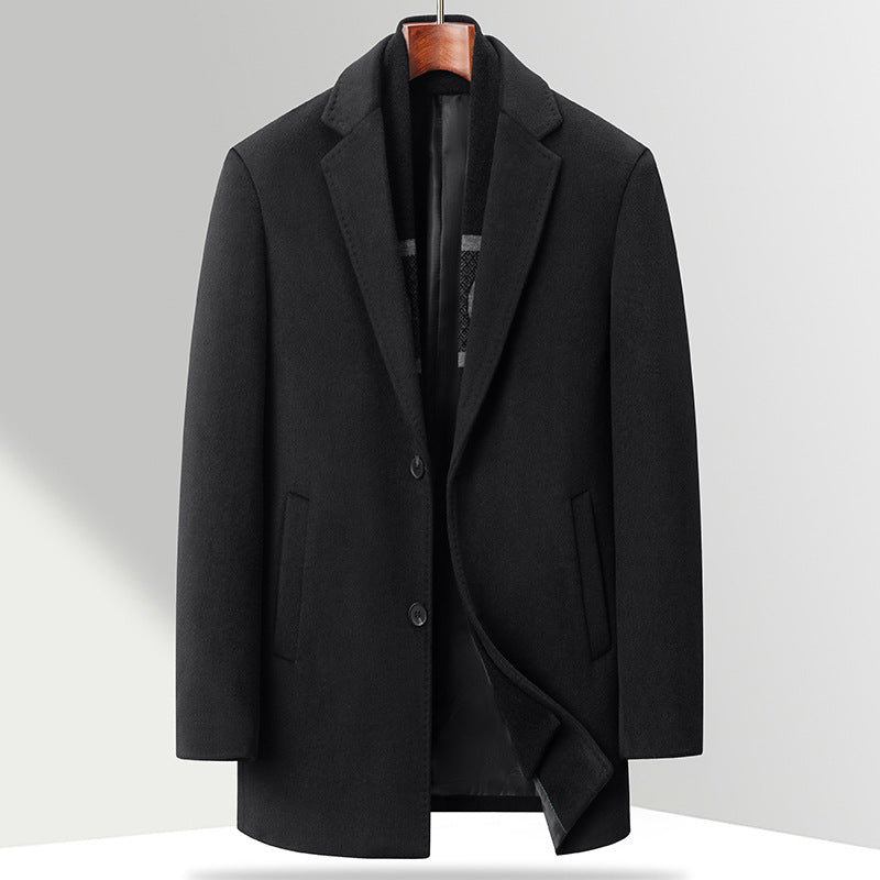Herren Moderner Business-Übermantel aus Wollmischung mit schmalem Revers und Thermofutter Nord Taschen