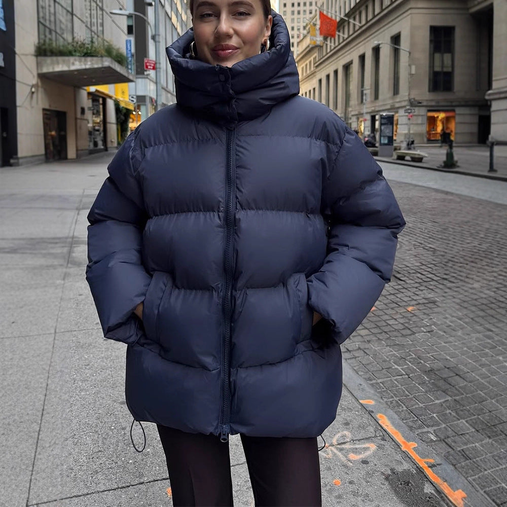 Damen Oversize Stepp-Pufferjacke mit abnehmbarer Kapuze und Zwei-Wege-Reißverschluss Nord Taschen